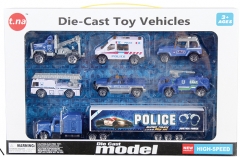 儿童玩具合金车系列美国拖头载6只警察